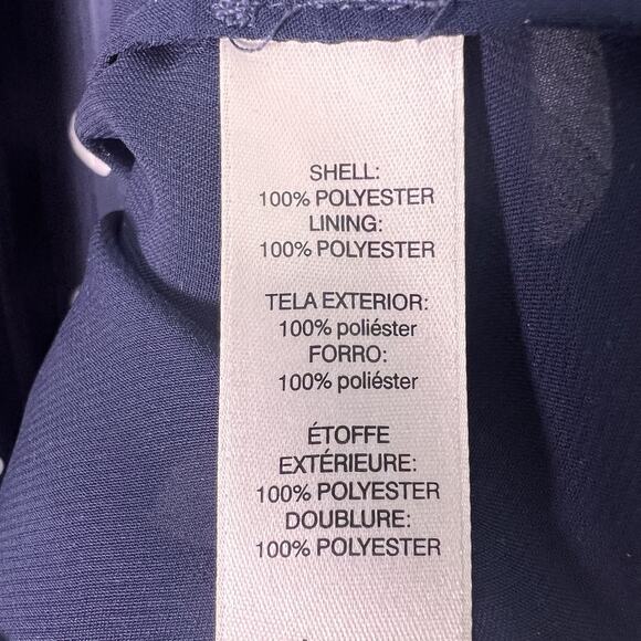 Chico's Women's Blue White Polka Dot Ruffle Sleeve Blouse Bell Sleeve Lace Sz L - Picture 8 of 12